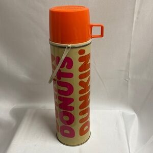 Vintage Steely Dunkin’ Donuts Metal Extra Large Thermos Insulated with Handle